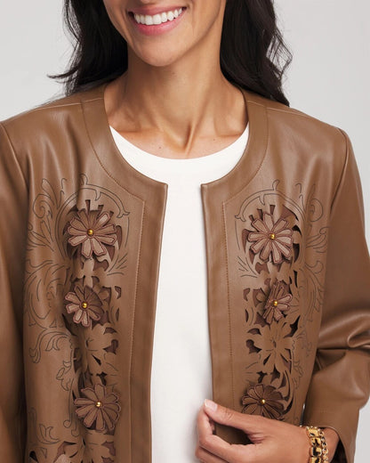 Chico's Customer Favorite | Floral Cutwork Faux Leather Jacket