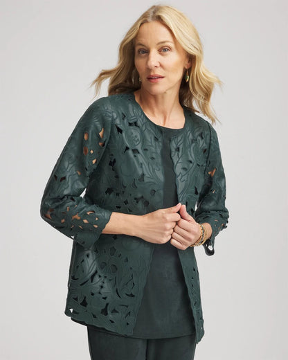 Chico's Recommended | Travelers™ Collection Faux Leather Floral Jacket