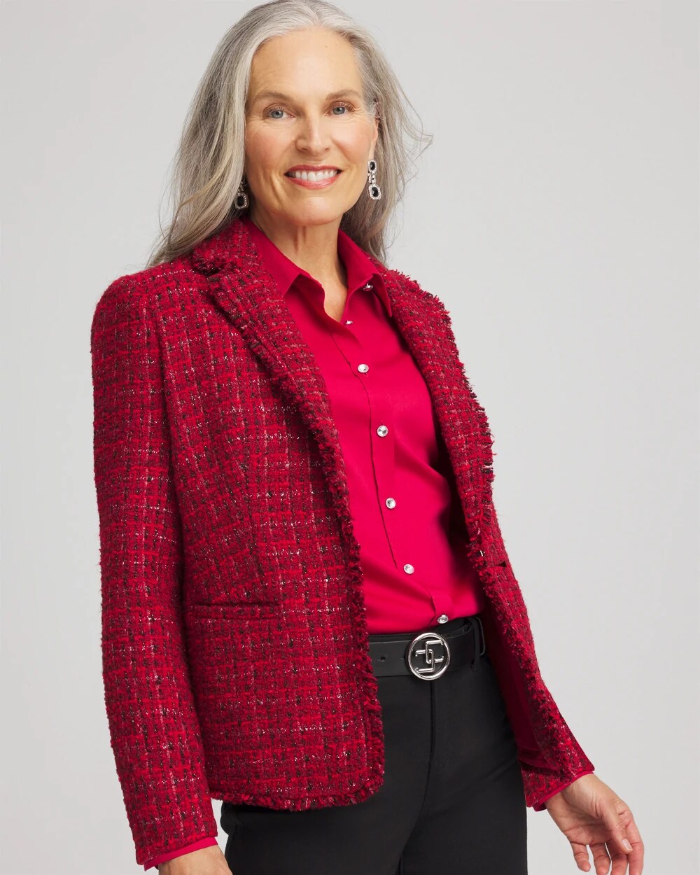 Chico's Signature | Red Tweed Sequins Blazer