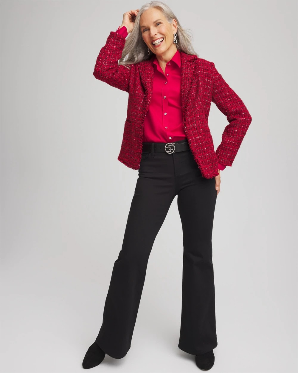 Chico's Signature | Red Tweed Sequins Blazer