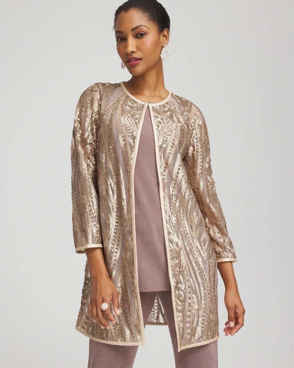 Chico's Best Seller | Travelers™ Collection Champagne Sequins Jacket