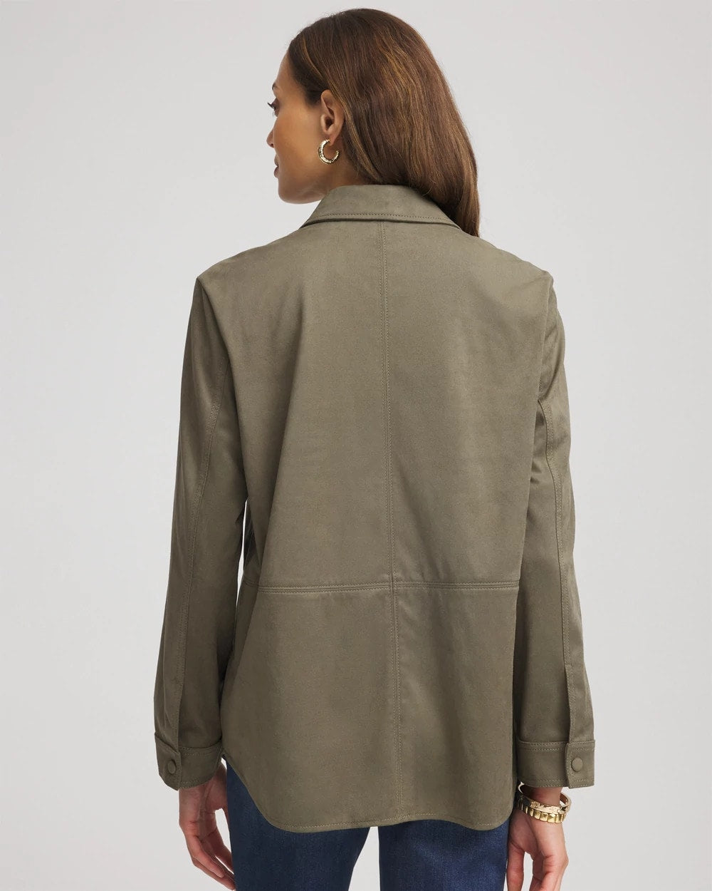 Chico's Sale | Suede Collared Long-Sleeved Shacket
