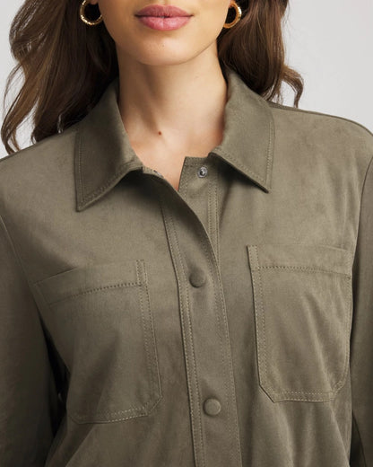 Chico's Sale | Suede Collared Long-Sleeved Shacket