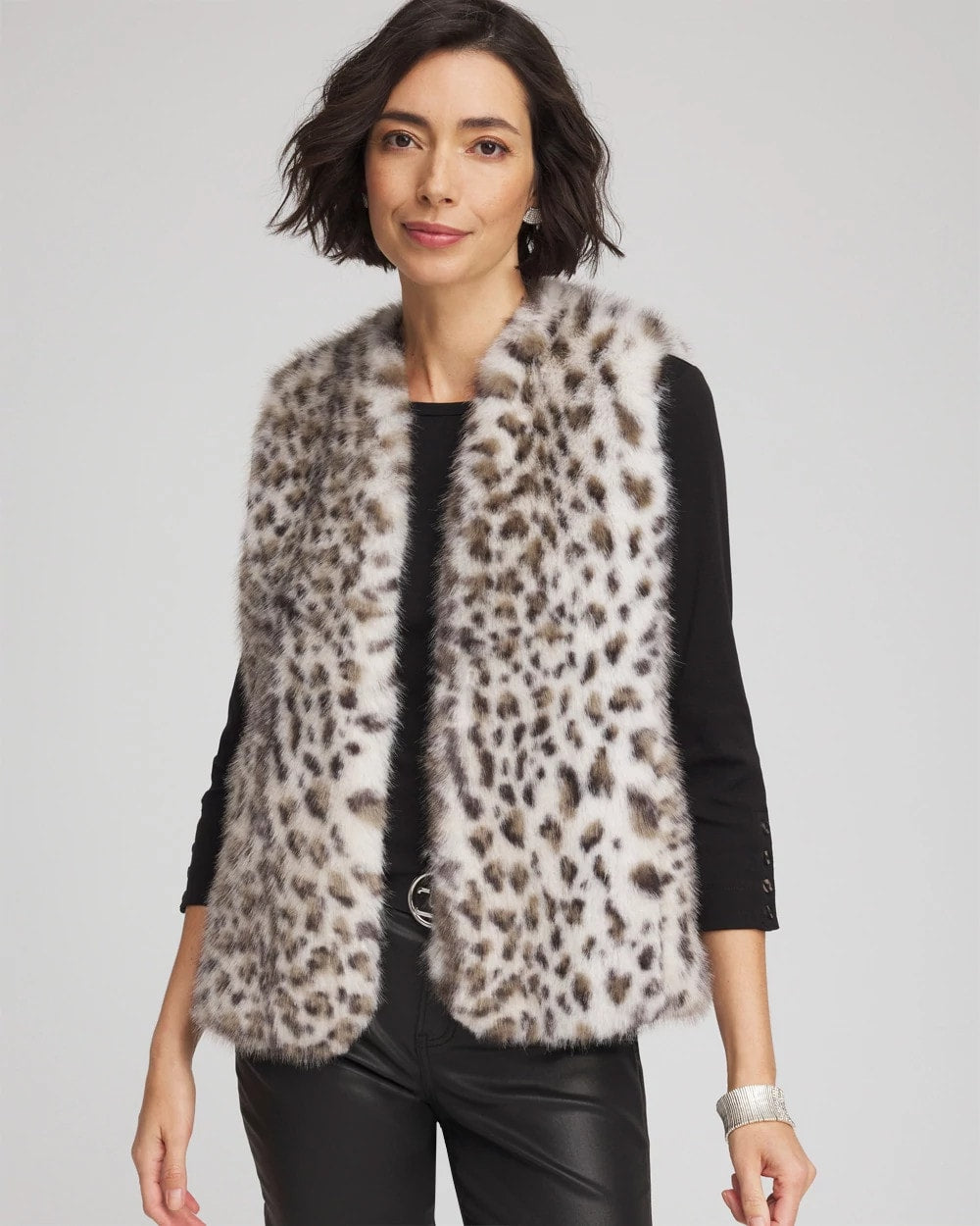 Chico's Trusted | Snow Leopard Faux Fur Vest