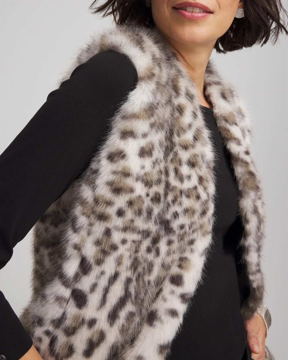 Chico's Trusted | Snow Leopard Faux Fur Vest