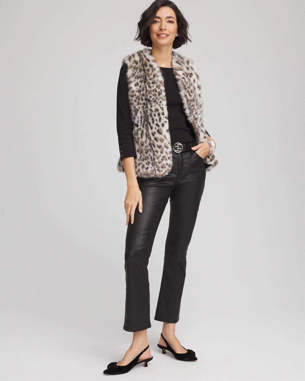 Chico's Trusted | Snow Leopard Faux Fur Vest