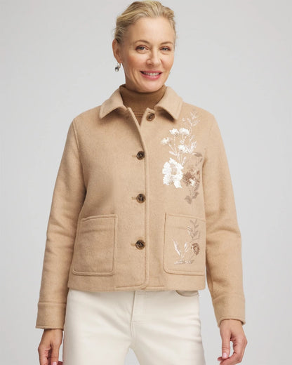 Chico's Quality | Embroidered Wool Chore Jacket
