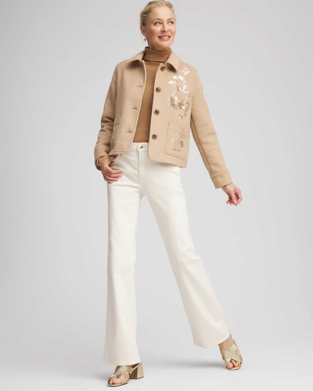 Chico's Quality | Embroidered Wool Chore Jacket