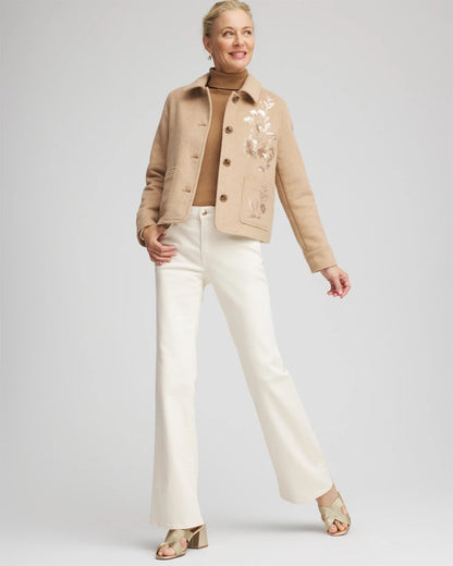 Chico's Quality | Embroidered Wool Chore Jacket