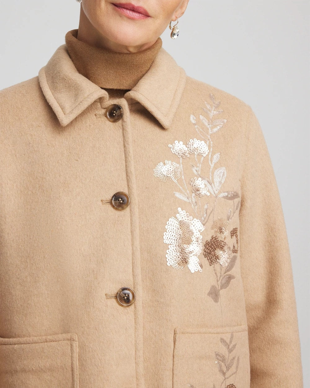 Chico's Quality | Embroidered Wool Chore Jacket