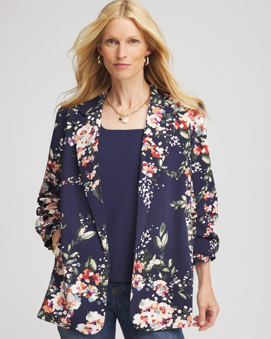 Chico's Value | Floral Ruched Sleeve Blazer
