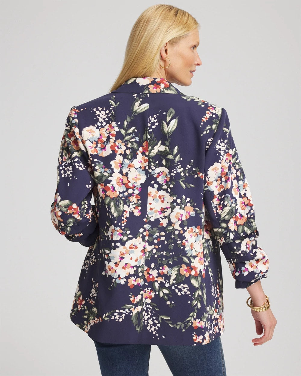 Chico's Value | Floral Ruched Sleeve Blazer