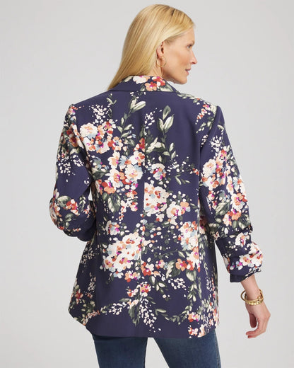 Chico's Value | Floral Ruched Sleeve Blazer