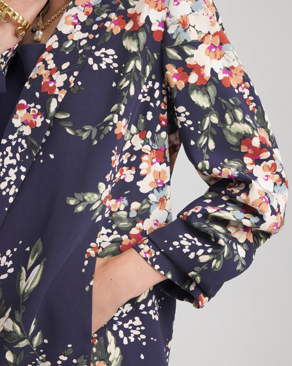 Chico's Value | Floral Ruched Sleeve Blazer