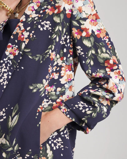 Chico's Value | Floral Ruched Sleeve Blazer