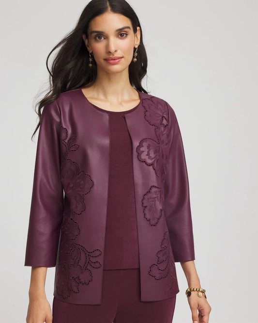Chico's Top Pick | Travelers™ Collection Faux Leather Embroidered Jacket