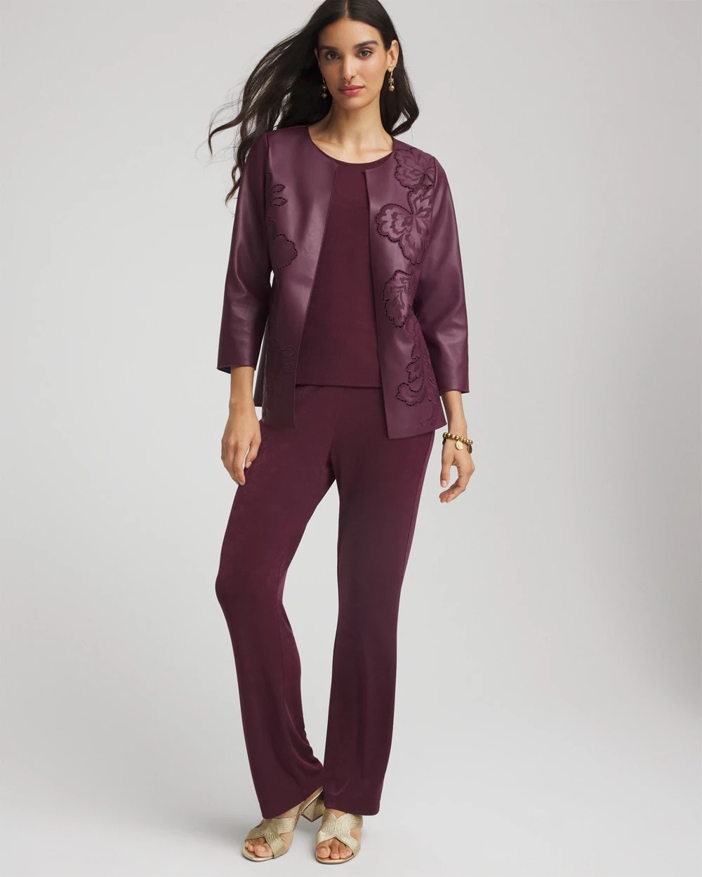 Chico's Top Pick | Travelers™ Collection Faux Leather Embroidered Jacket