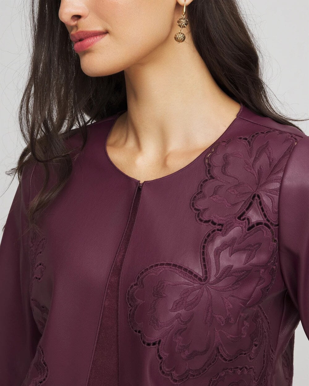 Chico's Top Pick | Travelers™ Collection Faux Leather Embroidered Jacket