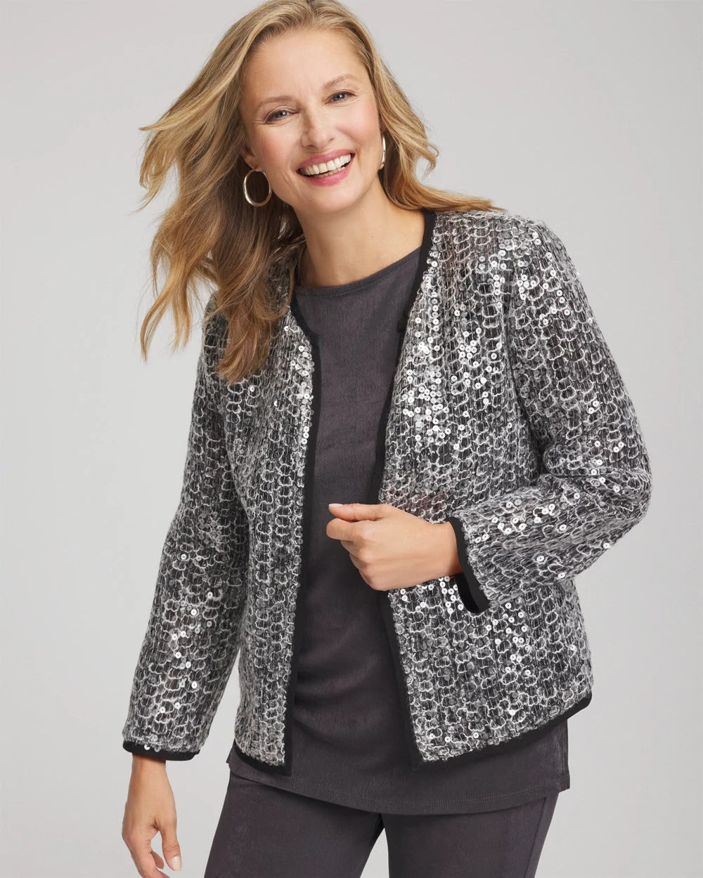 Chico's Sale | Travelers™ Collection Refined Sequins Netted Jacket
