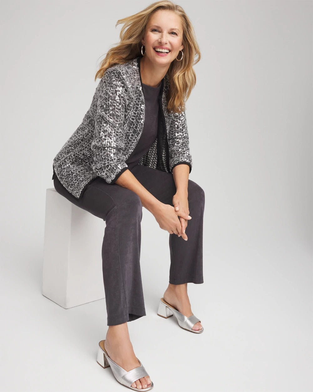 Chico's Sale | Travelers™ Collection Refined Sequins Netted Jacket