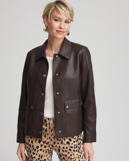 Chico's Essential | Snap Front Faux Leather Jacket