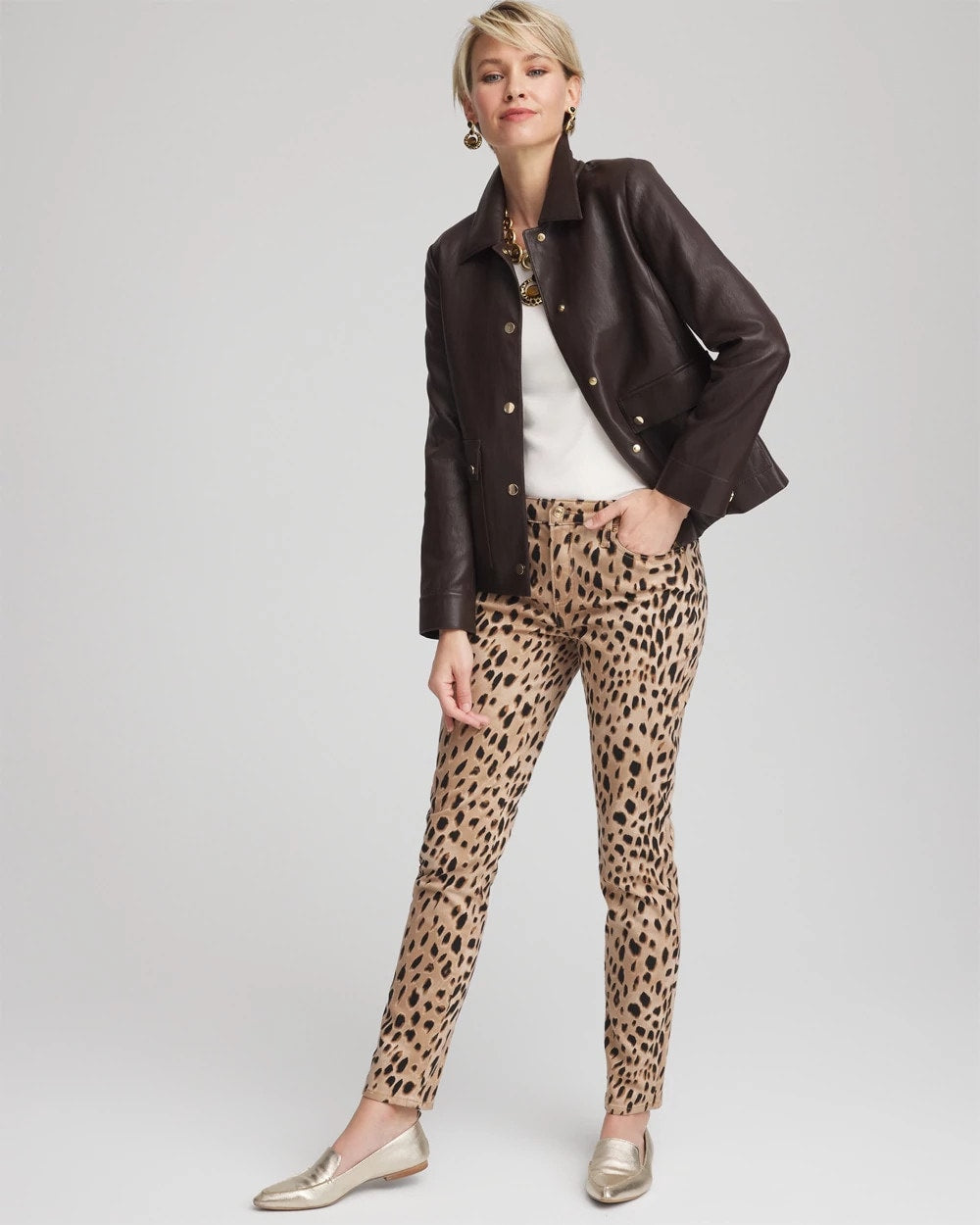 Chico's Essential | Snap Front Faux Leather Jacket