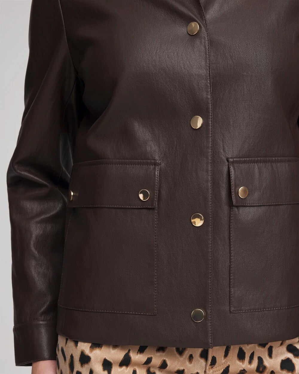 Chico's Essential | Snap Front Faux Leather Jacket