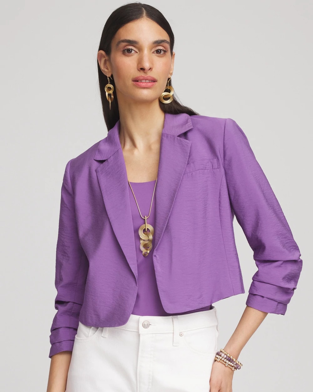 Chico's Featured | Cropped Ruched Sleeve Blazer