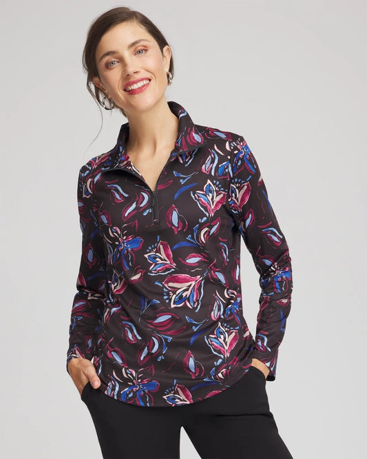 Chico's Sale | Zenergy® UPF Floral Half-Zip Pullover Top