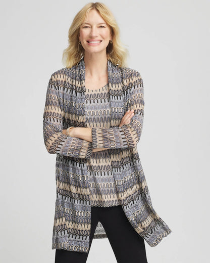 Chico's Customer Favorite | Travelers™ Knit Chevron Open-Front Cardigan