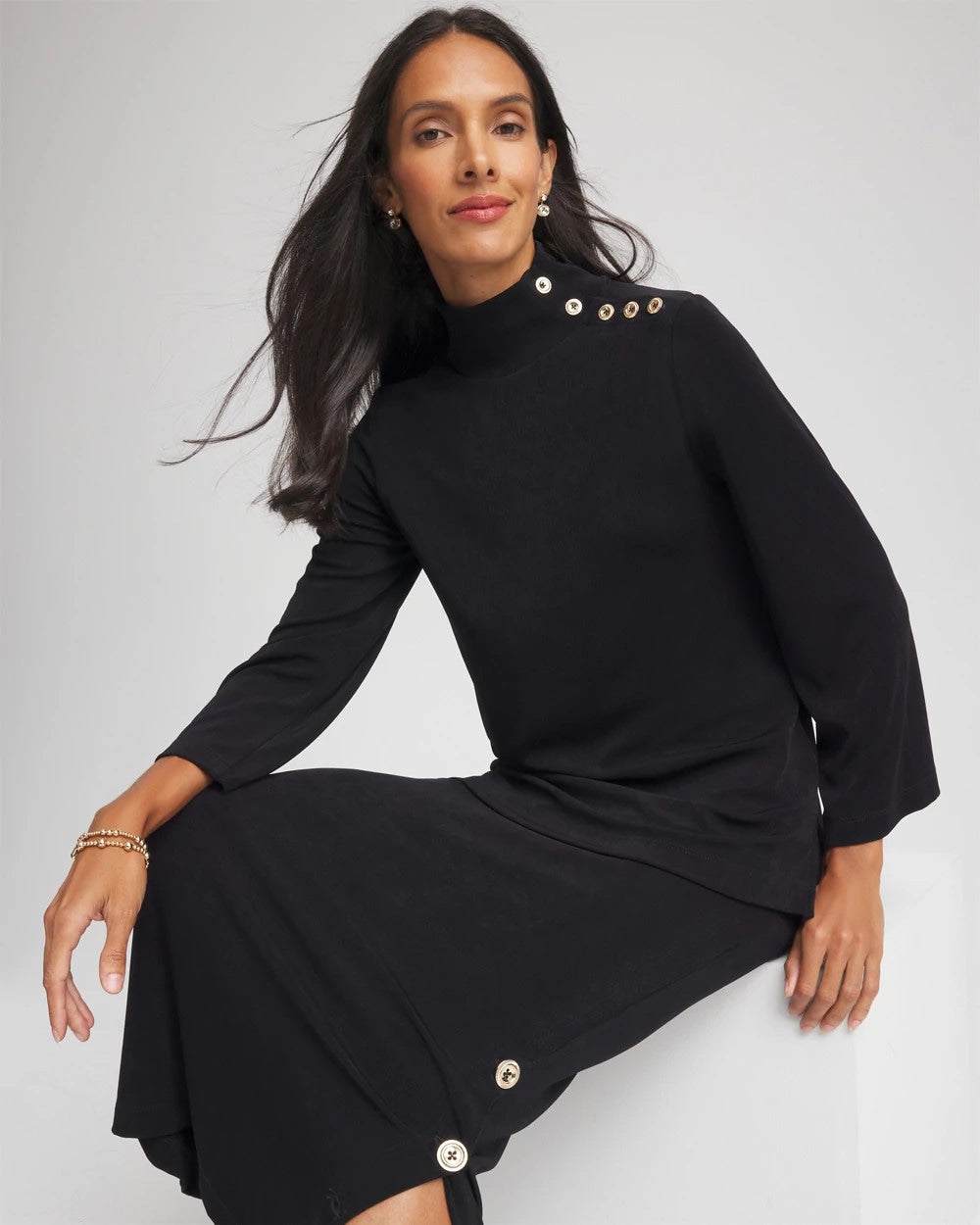 Chico's Deals | Travelers™ Button Mockneck Top
