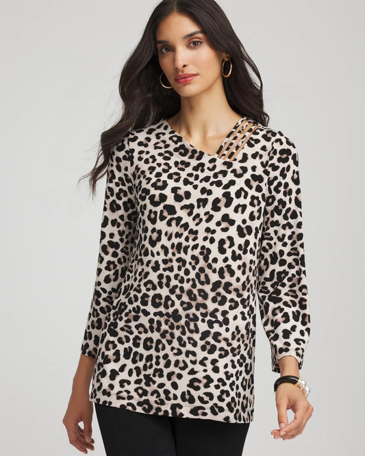 Chico's Premium | Travelers™ Animal-Print Lattice Top