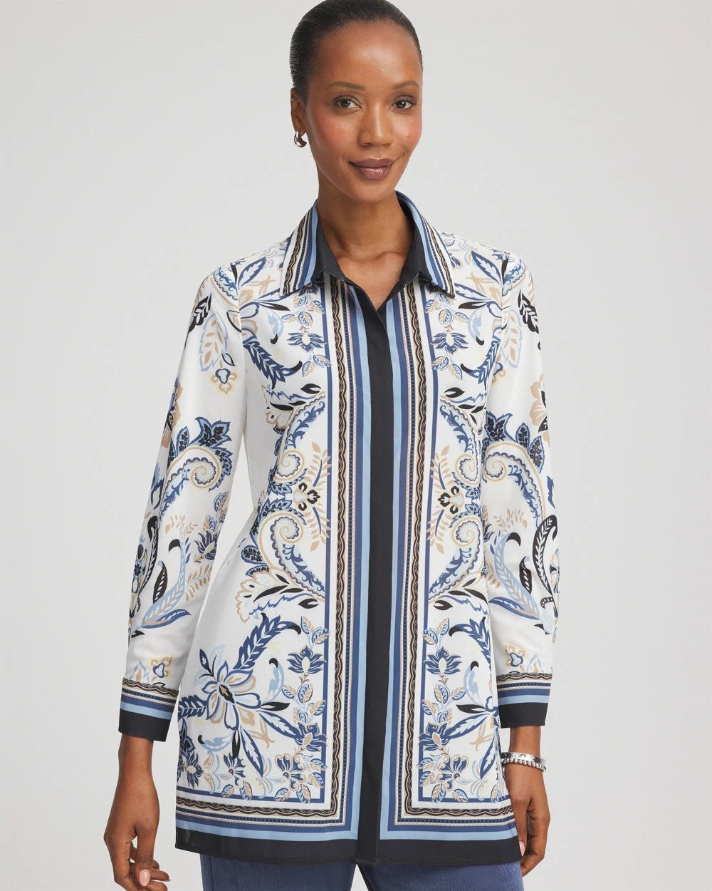 Chico's Special Offer | Travelers™ Collection Paisley Mesh Shirt Jacket