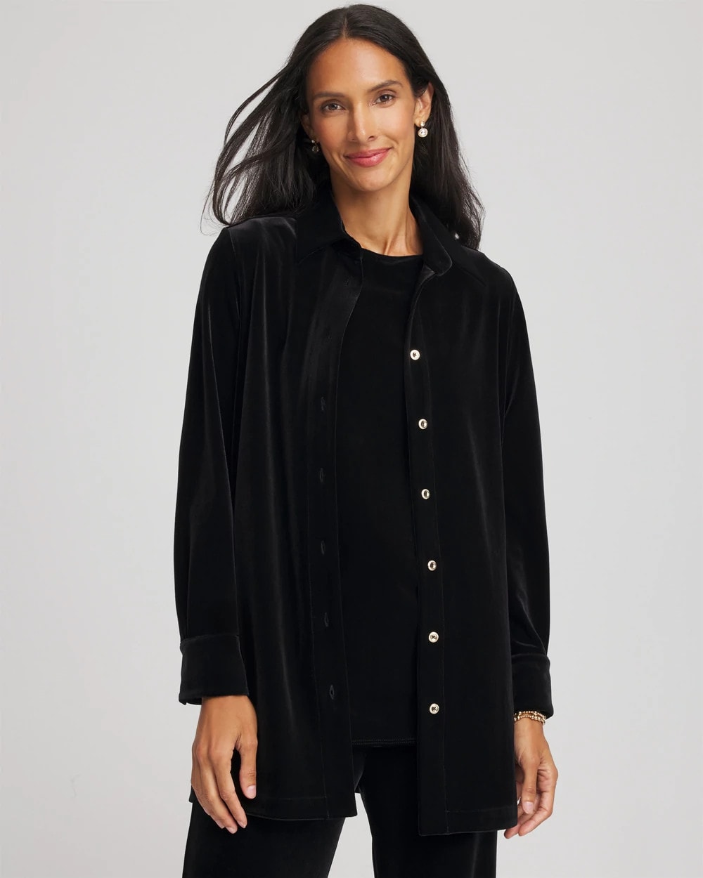 Chico's Signature | Travelers™ Velvet Button-Down Shirt