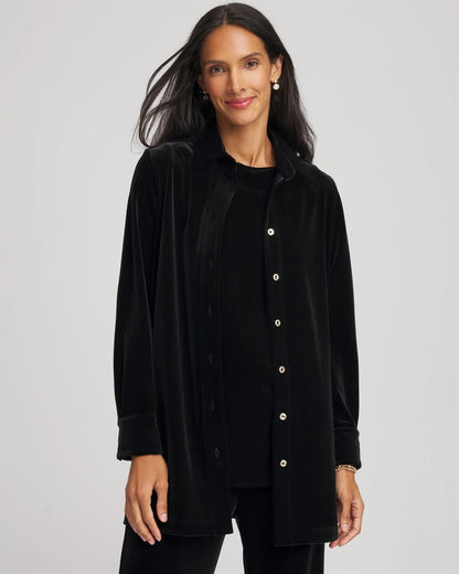 Chico's Signature | Travelers™ Velvet Button-Down Shirt