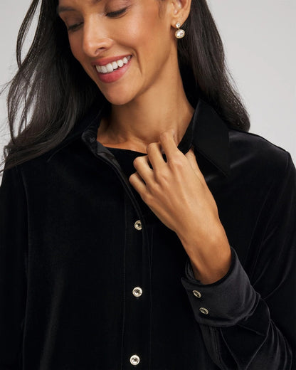 Chico's Signature | Travelers™ Velvet Button-Down Shirt