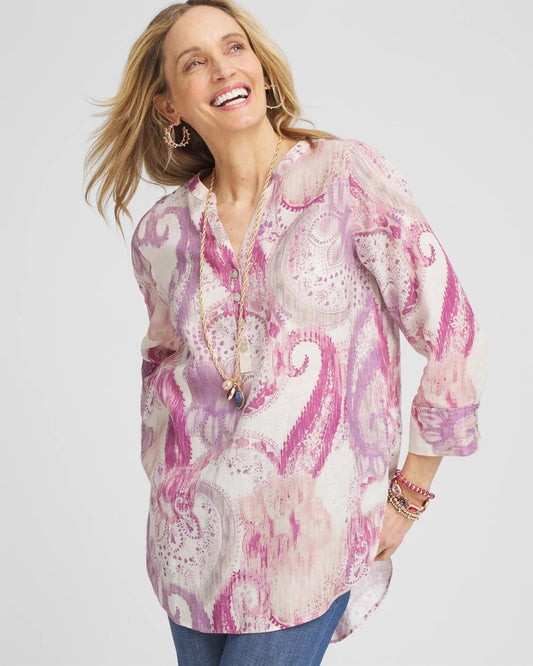 Chico's Trusted | No Iron™ Multi Paisley Linen Tunic