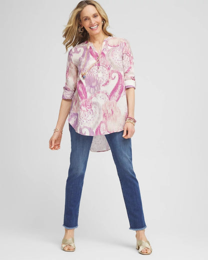 Chico's Trusted | No Iron™ Multi Paisley Linen Tunic