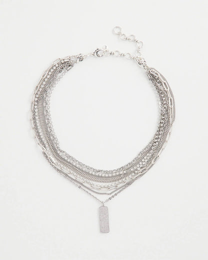 Chico's Deals | Silver Tone Pave Multistrand Necklace