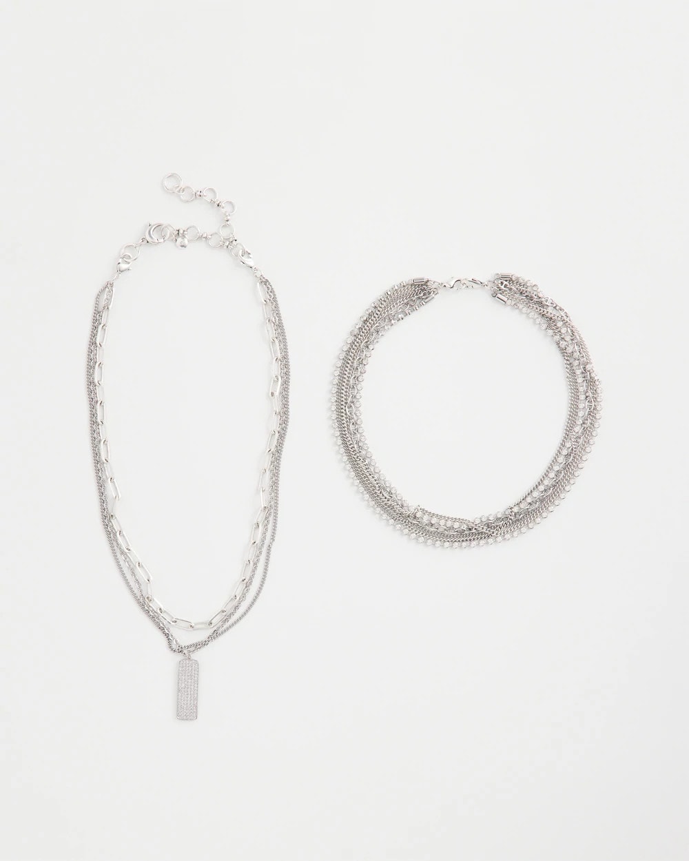 Chico's Deals | Silver Tone Pave Multistrand Necklace