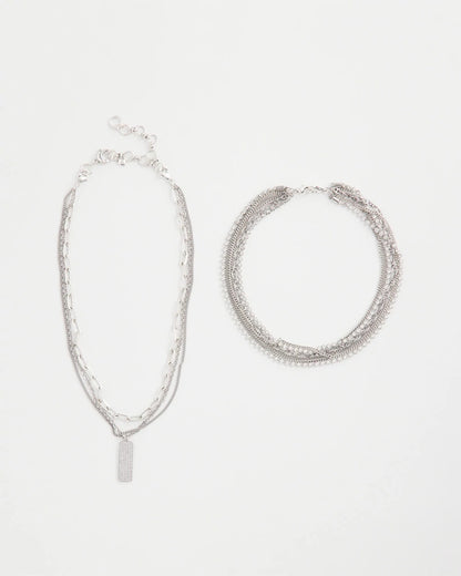 Chico's Deals | Silver Tone Pave Multistrand Necklace