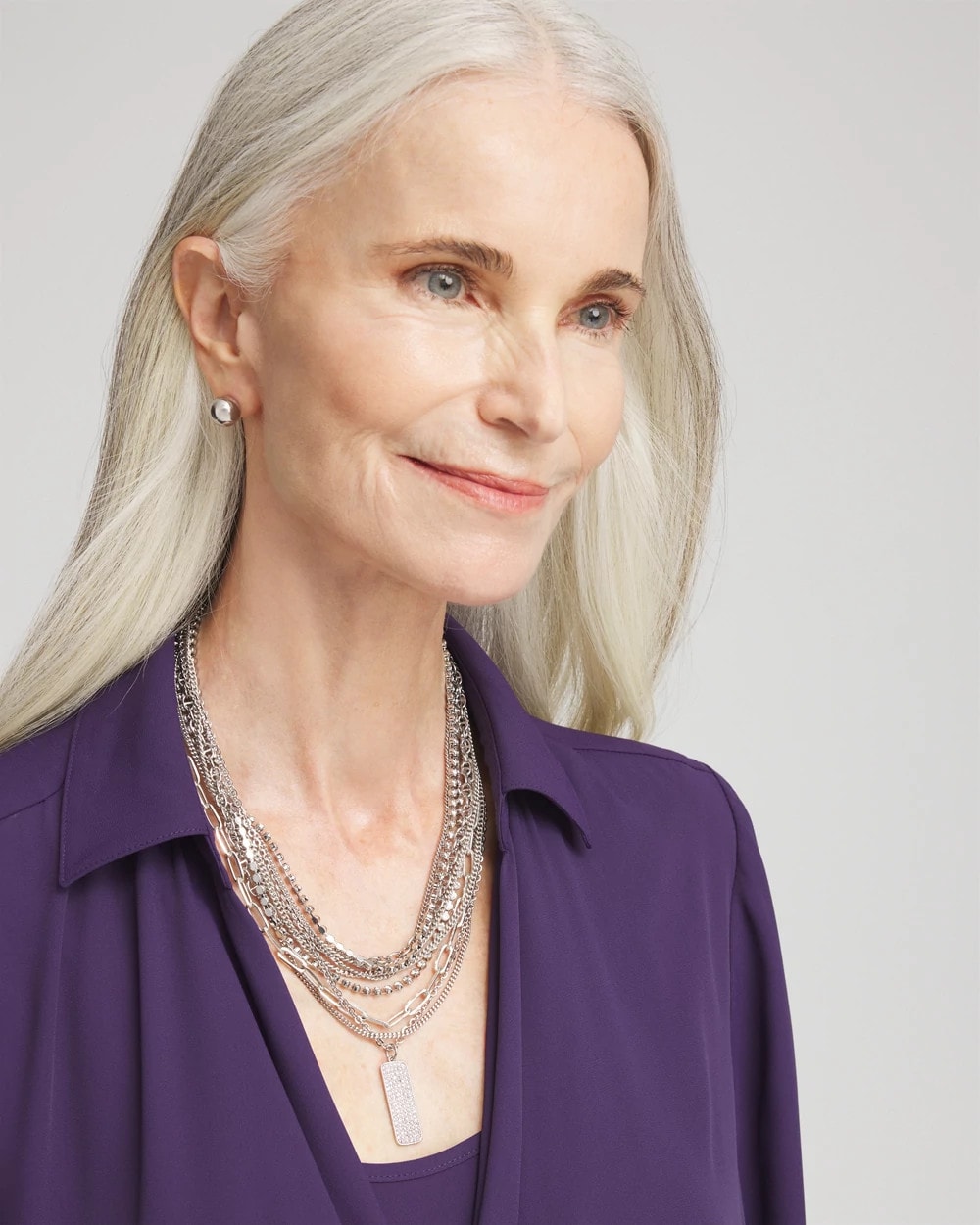 Chico's Deals | Silver Tone Pave Multistrand Necklace