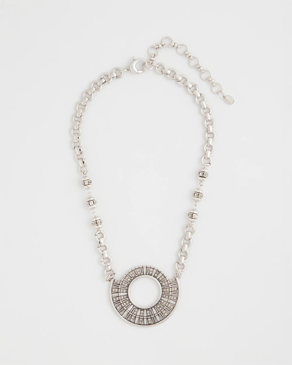 Chico's Signature | Sparkling Silvertone Circle Pendant Necklace