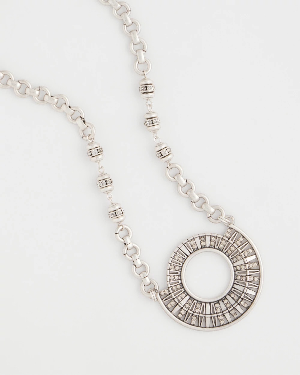 Chico's Signature | Sparkling Silvertone Circle Pendant Necklace