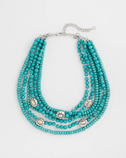 Chico's New | Turquoise Multistrand Bib Necklace