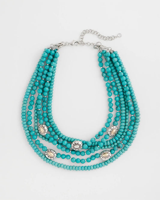Chico's New | Turquoise Multistrand Bib Necklace