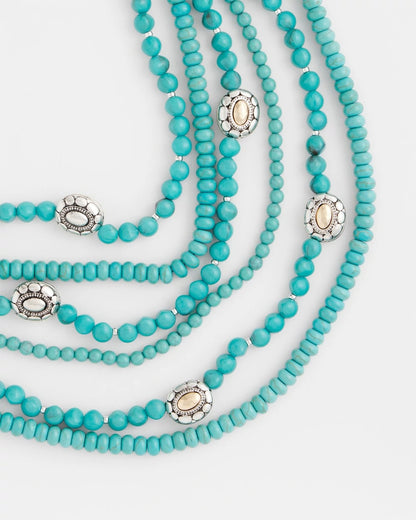 Chico's New | Turquoise Multistrand Bib Necklace
