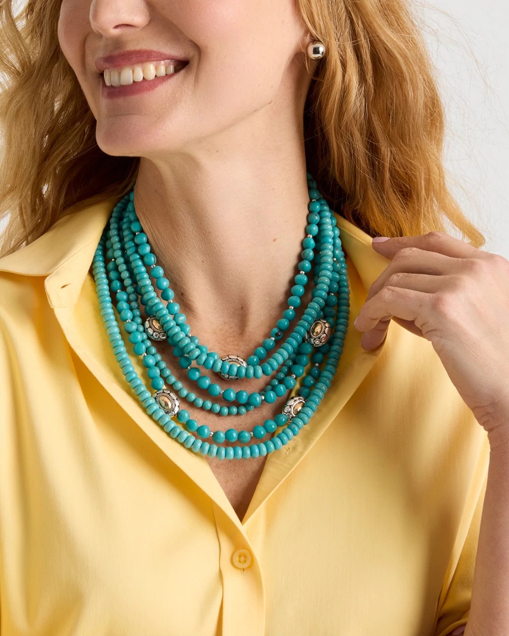 Chico's New | Turquoise Multistrand Bib Necklace