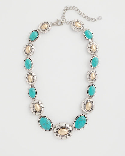 Chico's Everyday | Turquoise Mixed Metal Collar Necklace