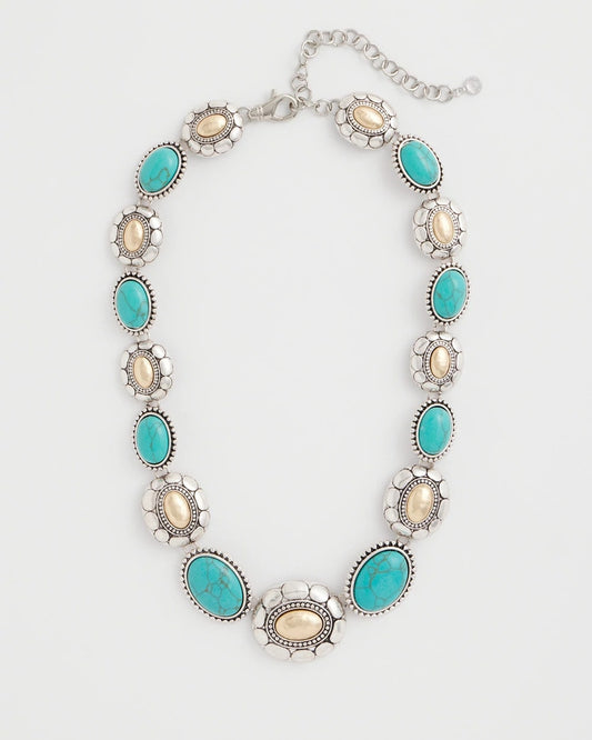 Chico's Everyday | Turquoise Mixed Metal Collar Necklace